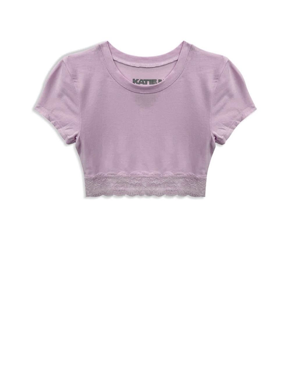 Katie J NYC Lilac Lace-Hem Cropped Tee